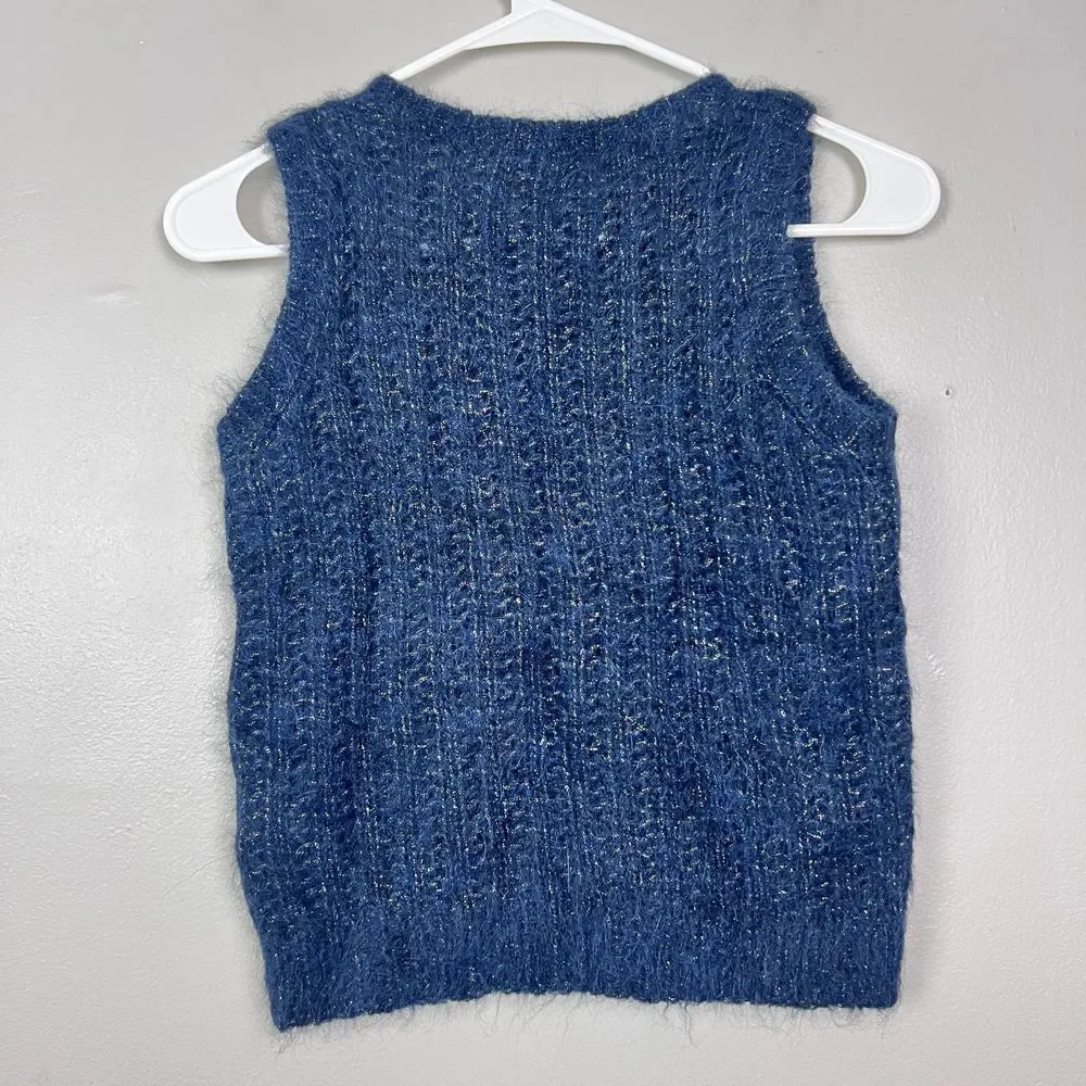Bonpoint Girls Sweater Tank‎ Vest Alpaca Merino Wool Navy Blue Size 10